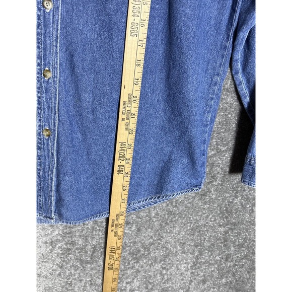 Vintage Quizz Again Embroidered Bears Fall Harvest Denim Shirt Womens Size Small - Picture 7 of 7